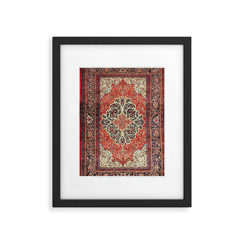  Red Gold Medallion Tabriz Rug Print Framed Art Print Gallery Image 5