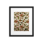 Red Green Jacobean Floral Embroidery Pattern Framed Art Print Gallery Image 6