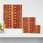 Red Orange Striped Geometric Abstract Antique Moroccan Rug Print Canvas Print Gallery Image 3