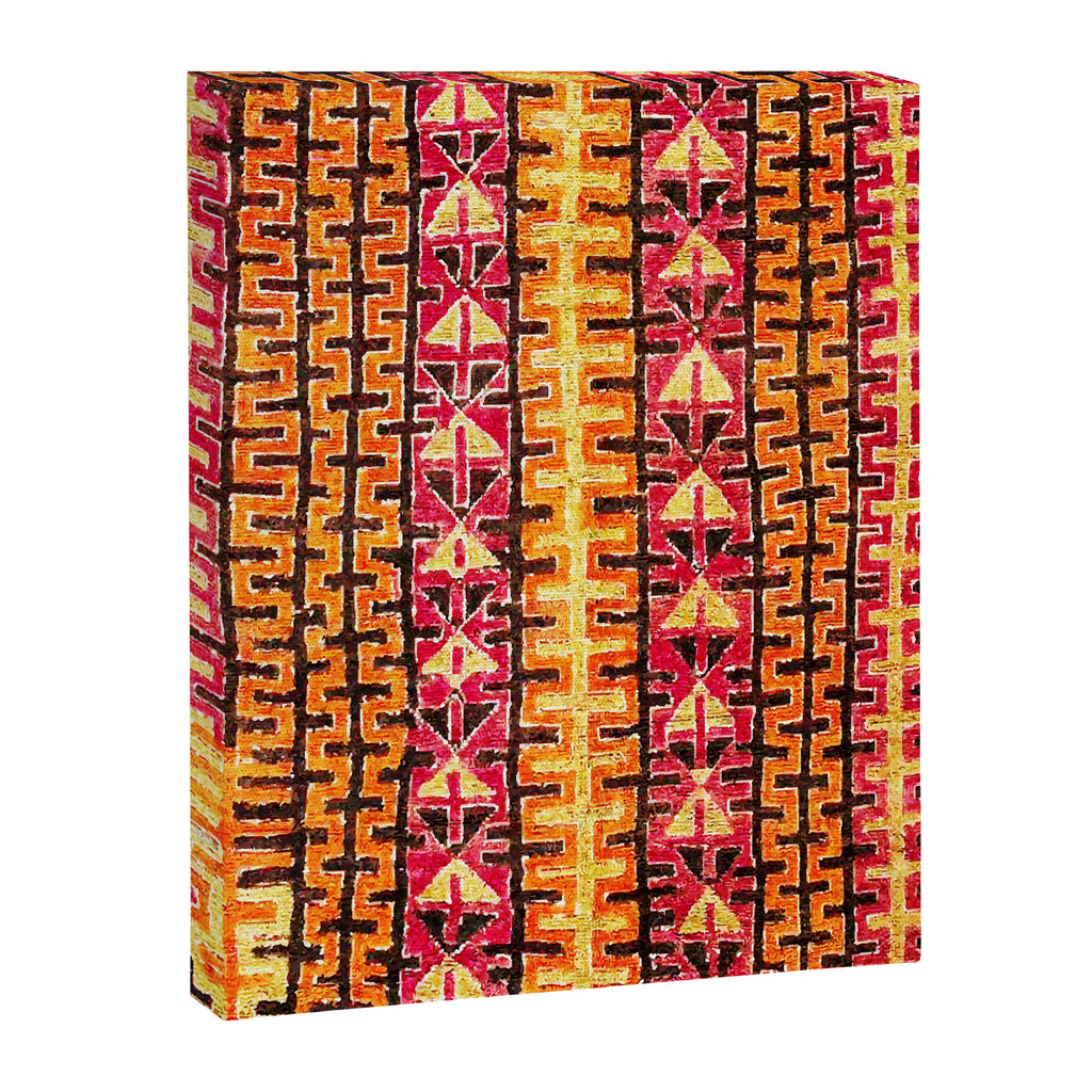 Red Orange Striped Geometric Abstract Antique Moroccan Rug Print Canvas Print Gallery Image 3