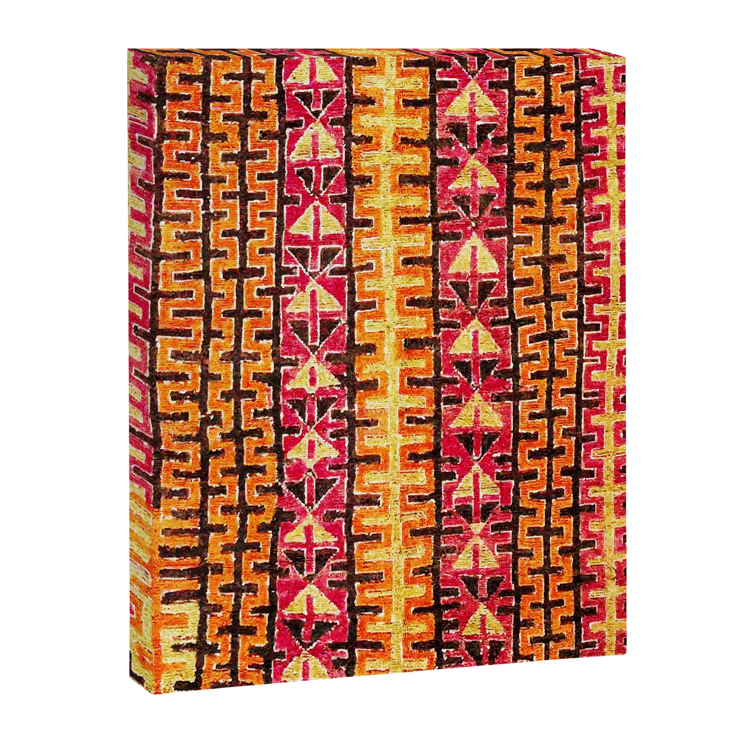 Red Orange Striped Geometric Abstract Antique Moroccan Rug Print Canvas Print Gallery Image 3