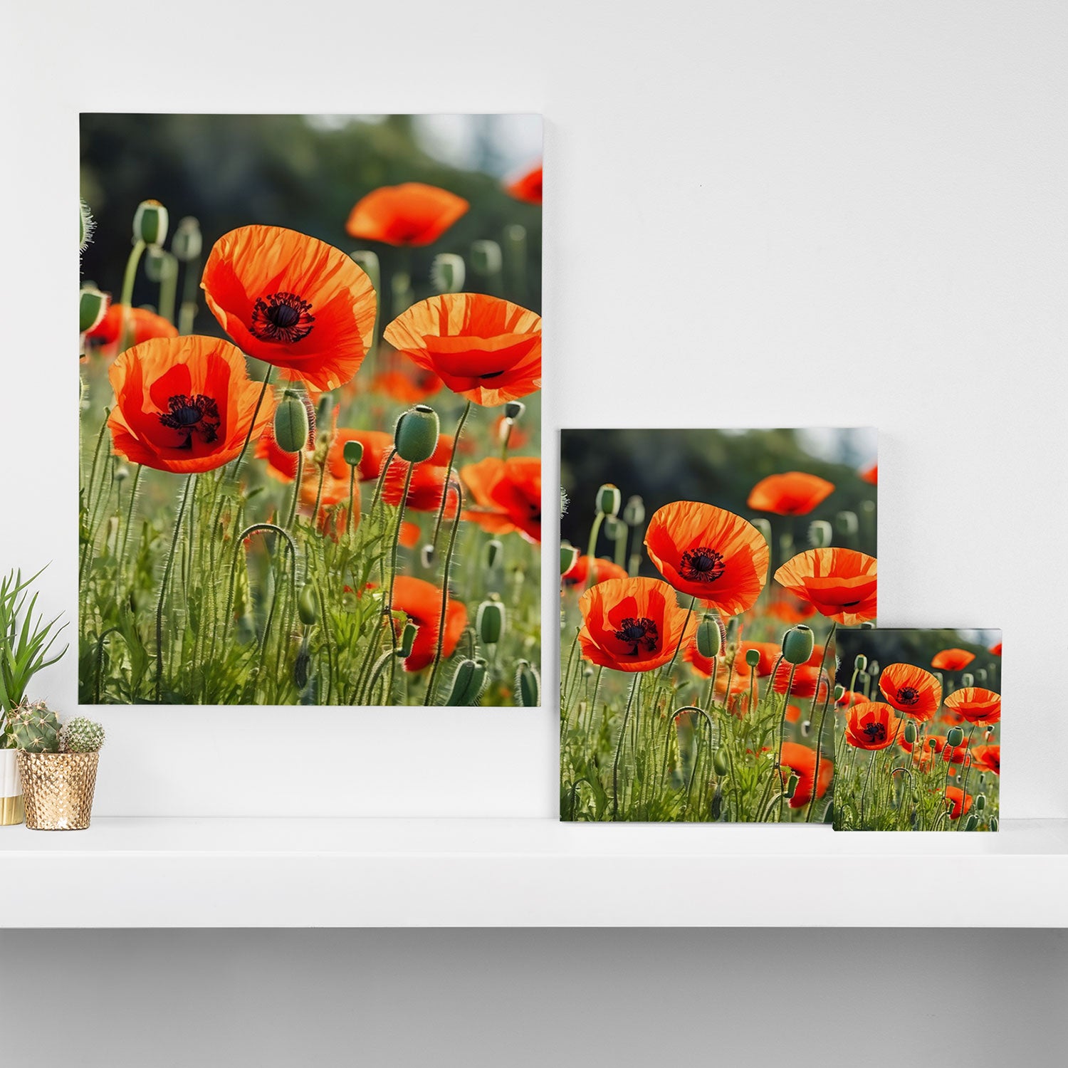 Red Poppy Garden Floral Landscape Canvas Print Gallery Image 3