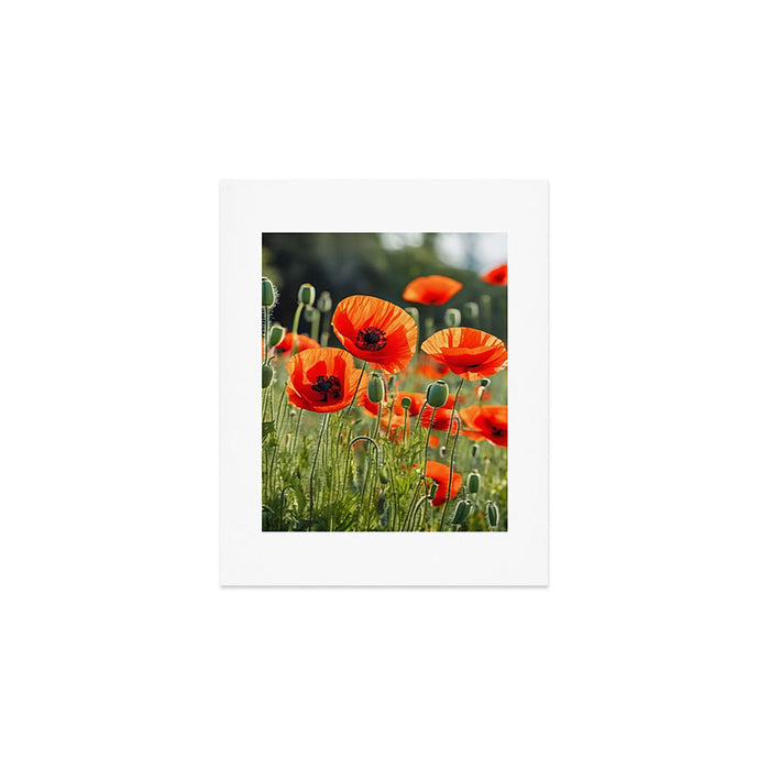 Red Poppy Garden Floral Landscape Art Print Gallery Image 1