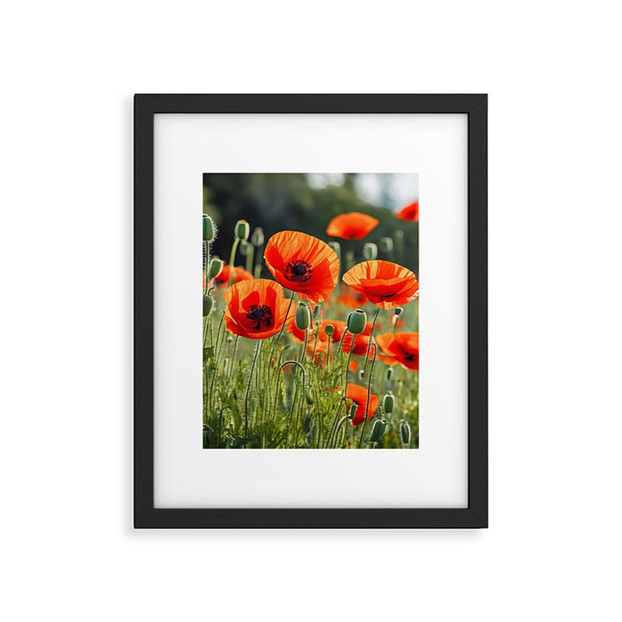 Red Poppy Garden Floral Landscape Framed Art Print Gallery Image 1