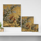 Red White Chrysanthemums Vintage Floral Japanese Gold Leaf Screen Canvas Print Gallery Image 3