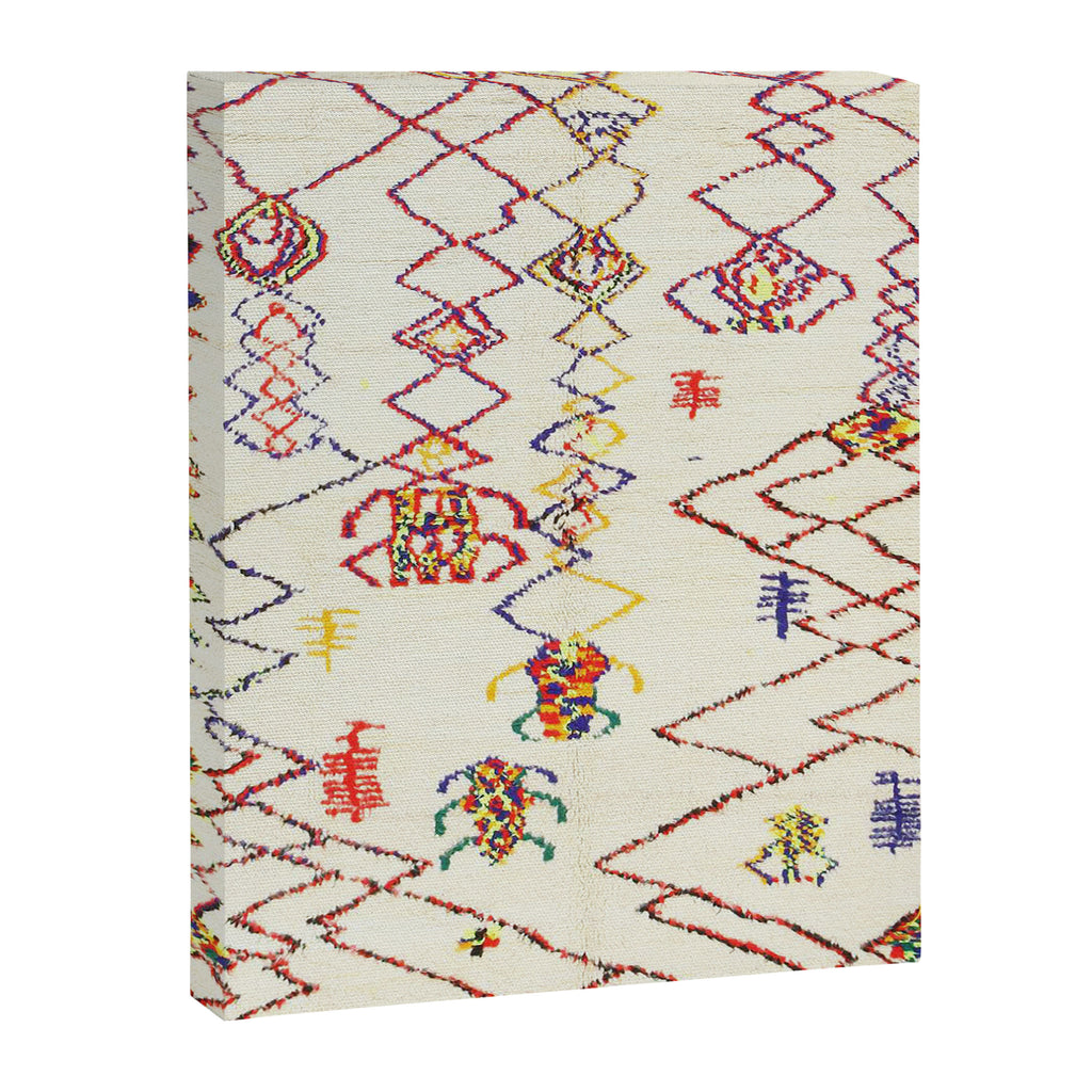 Red Yellow Abstract Antique Colorful Moroccan Rug Print Canvas Print Gallery Image 3