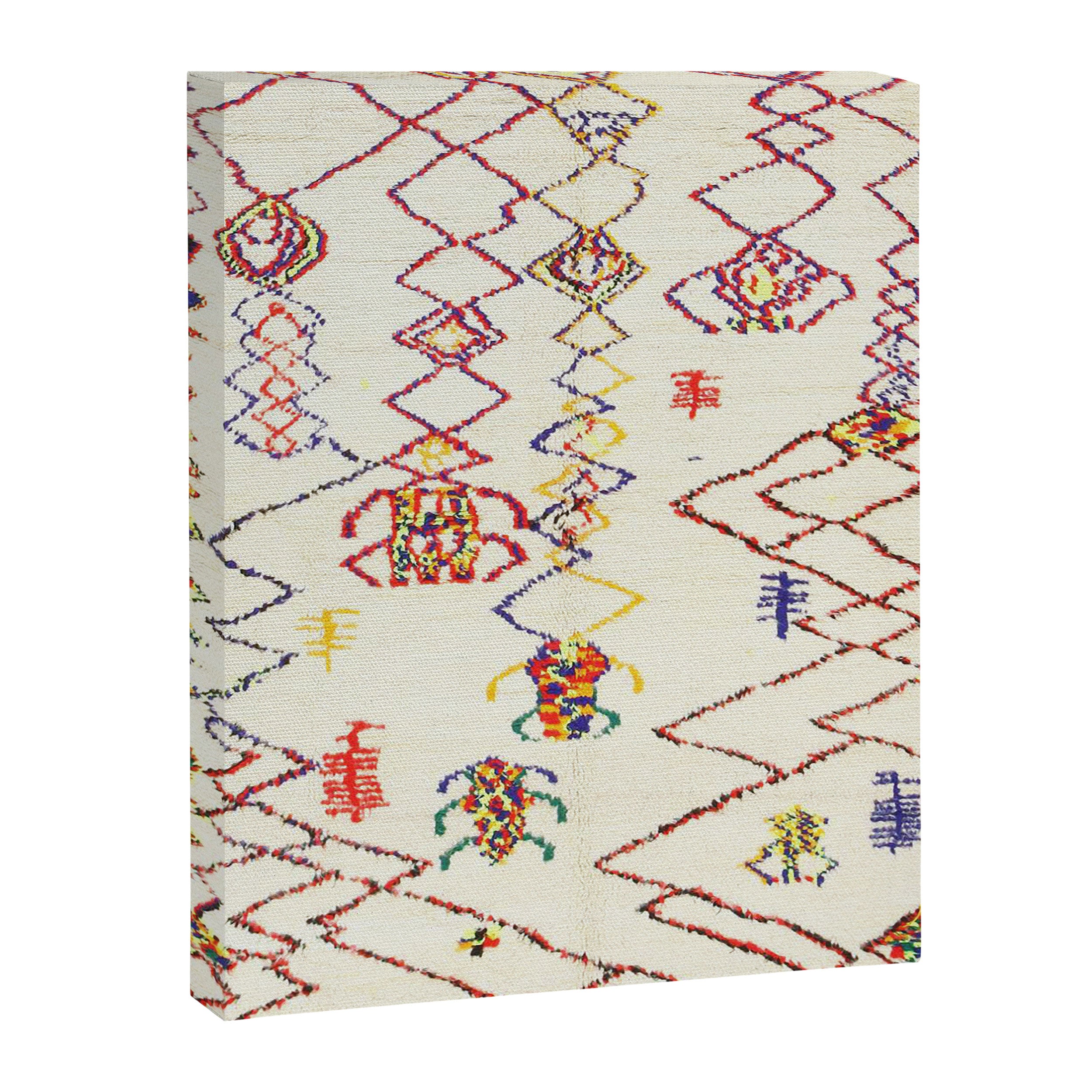 Red Yellow Abstract Antique Colorful Moroccan Rug Print Canvas Print Gallery Image 3