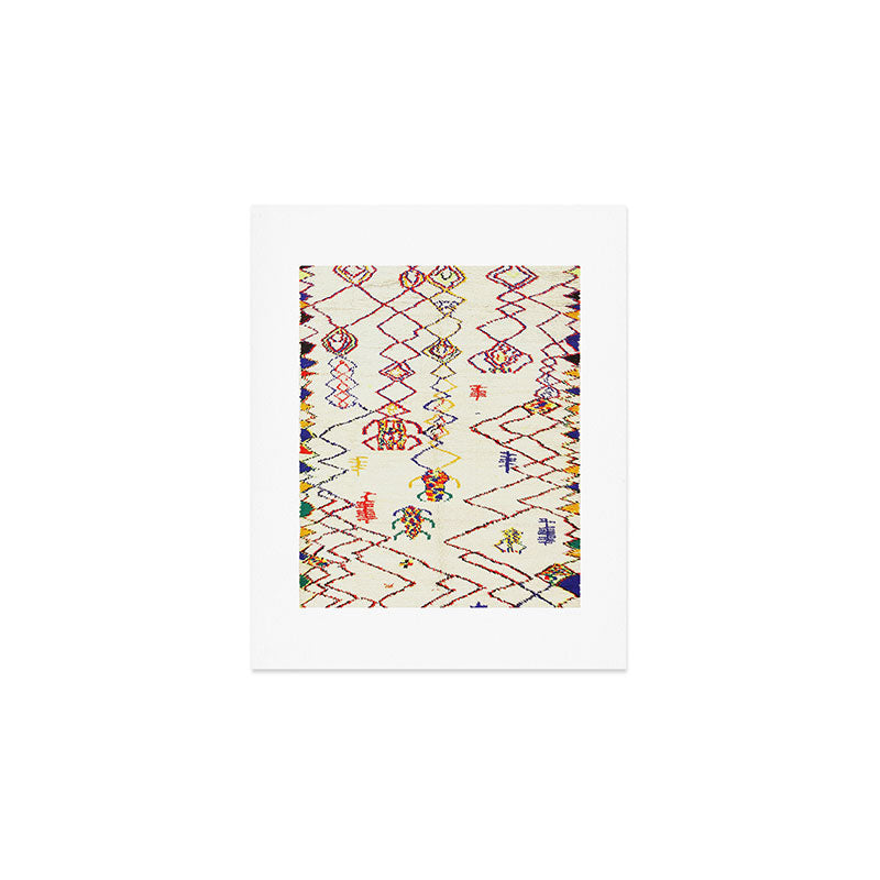 Red Yellow Abstract Antique Colorful Moroccan Rug Print Art Print Gallery Image 1