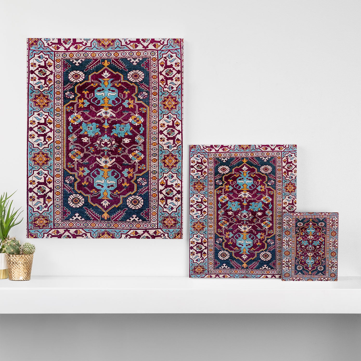 Romanian  Antique  Double Niche Carpet Print Canvas Print Gallery Image 3