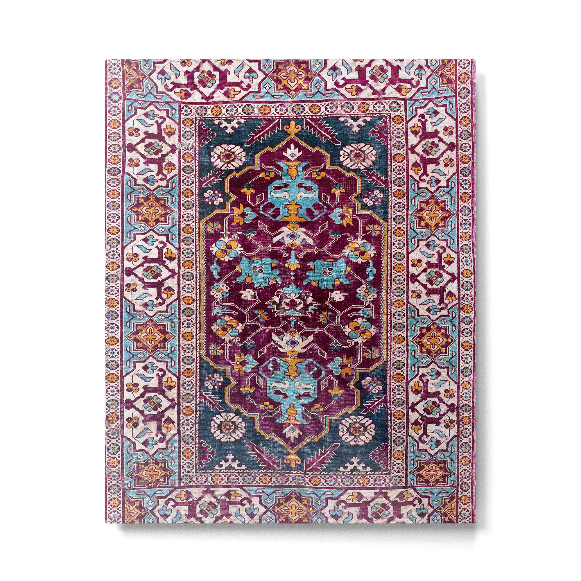 Romanian  Antique  Double Niche Carpet Print Metal Print Gallery Image 4