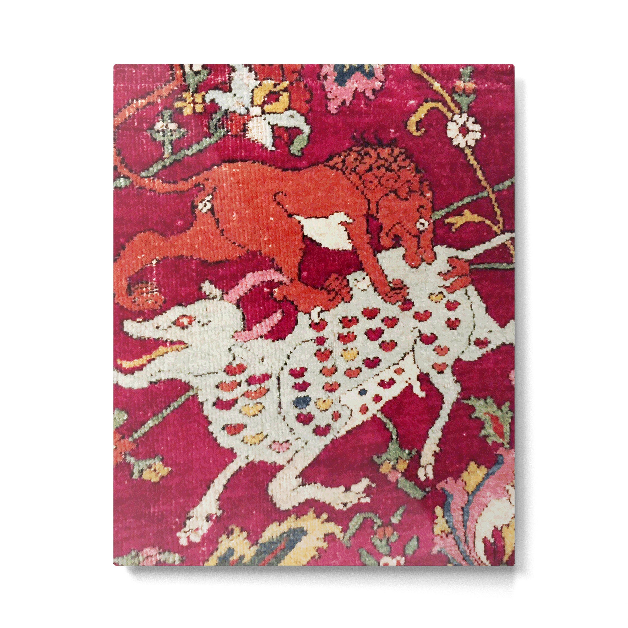 Safavid Antique Hunting Rug Animal Print Metal Print Gallery Image 6