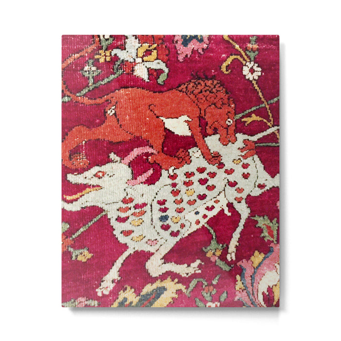 Safavid Antique Hunting Rug Animal Print Metal Print Gallery Image 1
