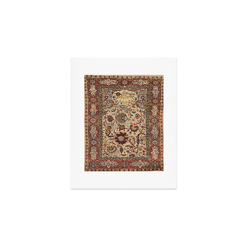 Safavid Silk Metal-Thread Persian Rug Print Art Print Gallery Image 1