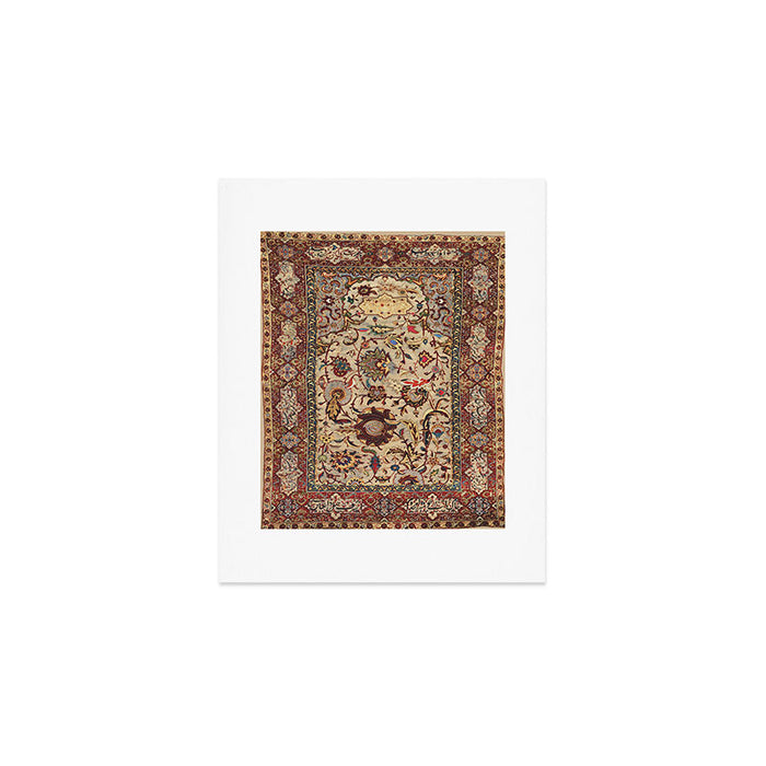 Safavid Silk Metal-Thread Persian Rug Print Art Print Gallery Image 1