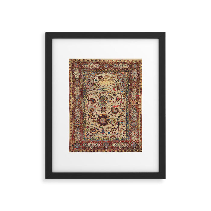 Safavid Silk Metal-Thread Persian Rug Print Framed Art Print Gallery Image 1
