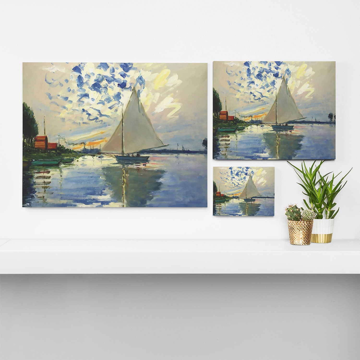 Sailboat Le-Petit-Gennevilliers Claude Monet Fine Art Canvas Print Gallery Image 3