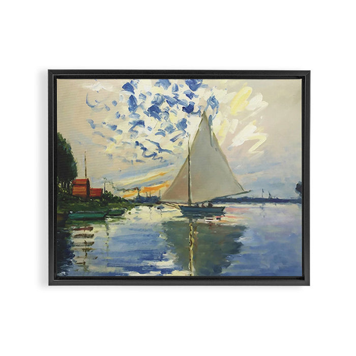 Sailboat Le-Petit-Gennevilliers Claude Monet Fine Art Framed Canvas Print Gallery Image 1
