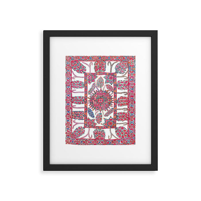 Samarkand Suzani  Antique Uzbekistan Embroidery Print Framed Art Print Gallery Image 1