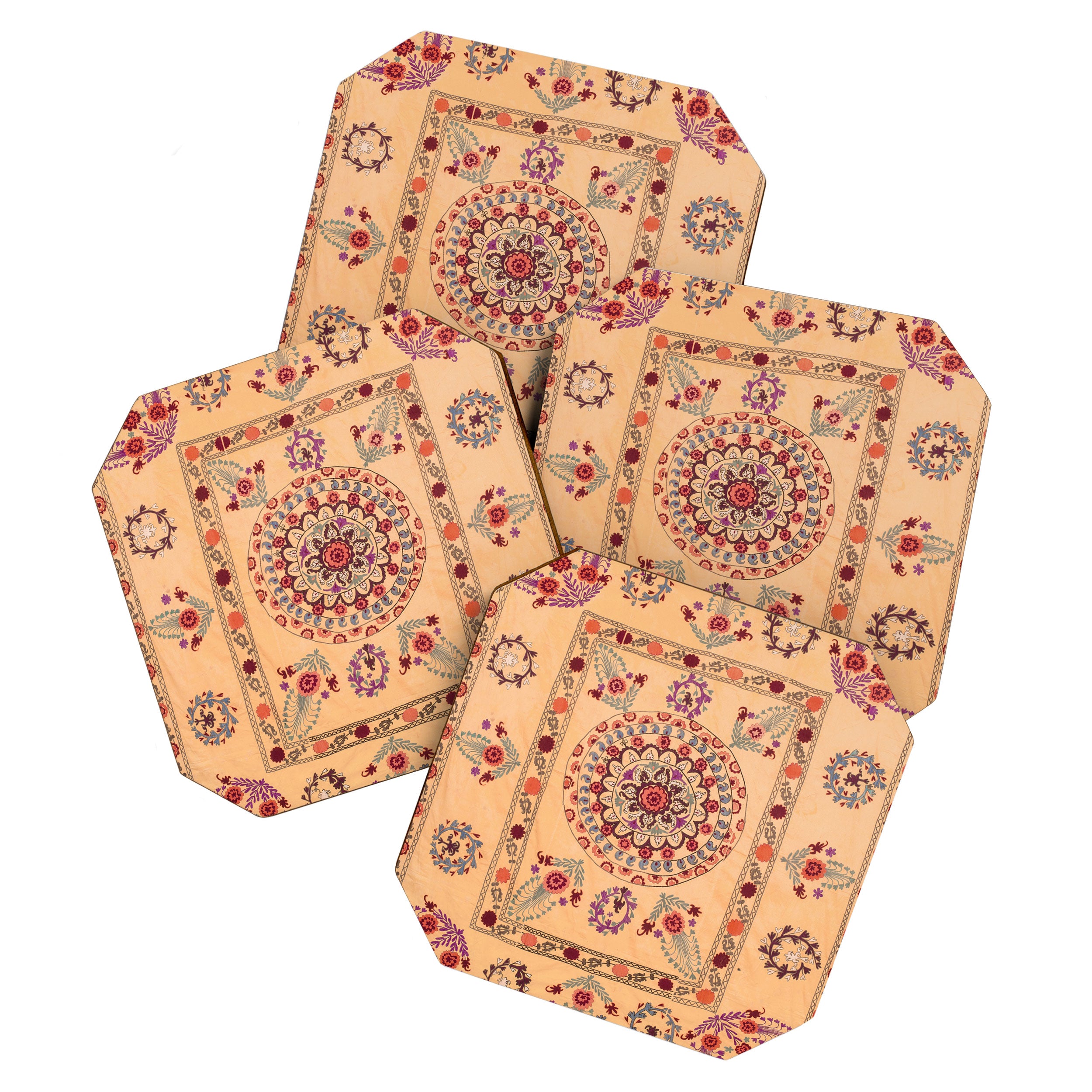 Samarkand Suzani  Antique Uzbekistan Rug Print Coaster Gallery Image 1