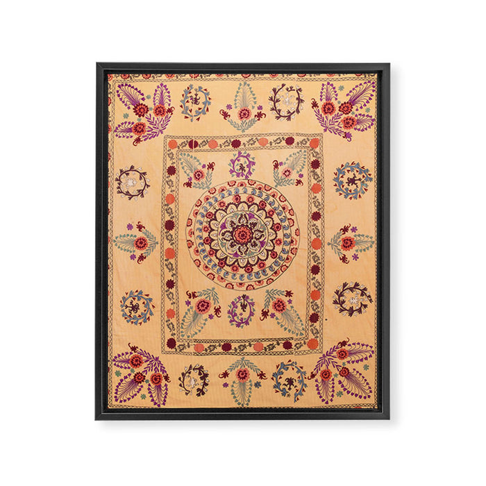 Samarkand Suzani  Antique Uzbekistan Rug Print Framed Canvas Print Gallery Image 1