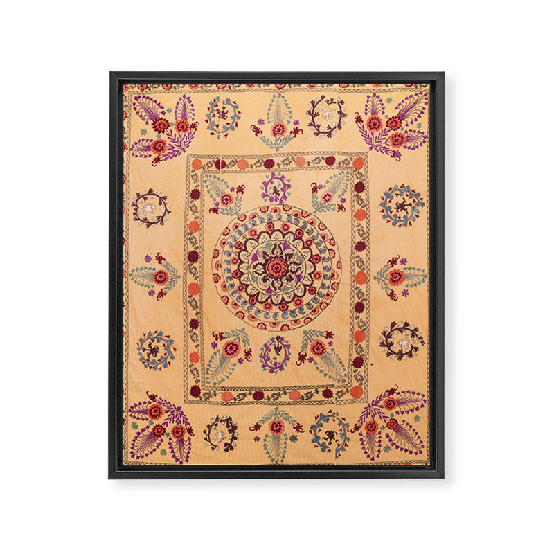 Samarkand Suzani  Antique Uzbekistan Rug Print Framed Canvas Print Gallery Image 3