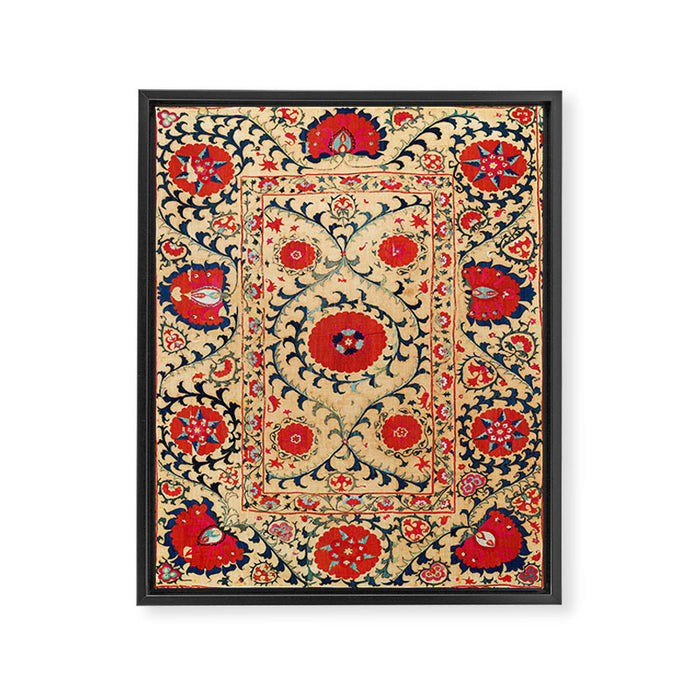 Samarkand Suzani Bokhara Uzbekistan Floral Embroidery Print Framed Canvas Print Gallery Image 1