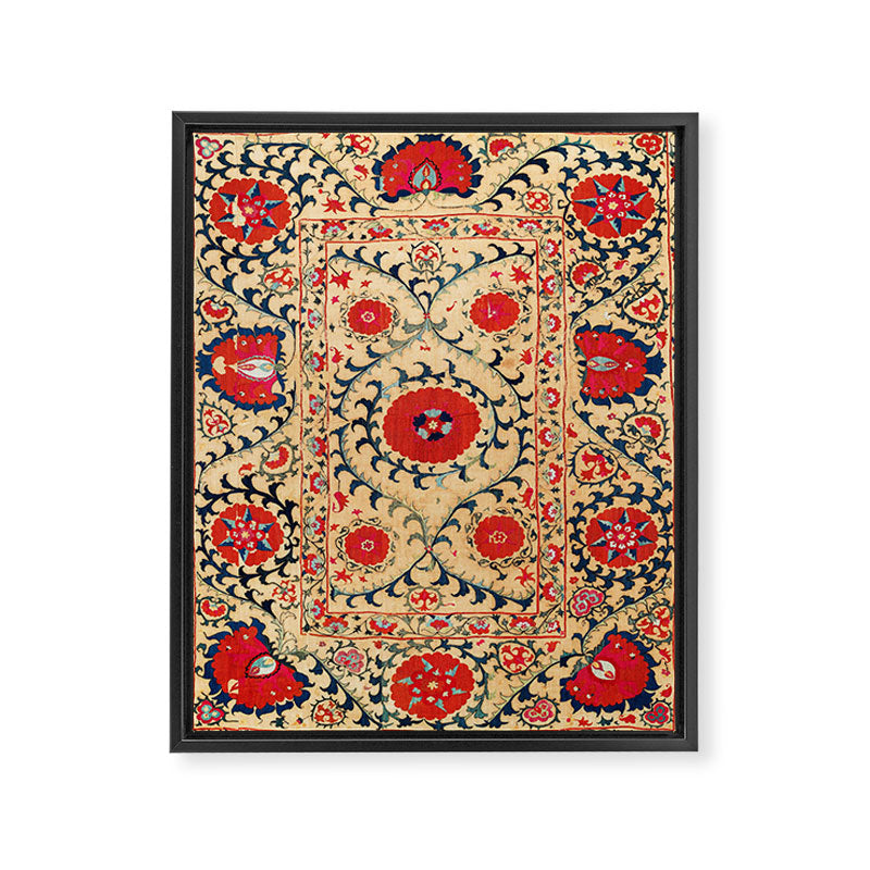 Samarkand Suzani Bokhara Uzbekistan Floral Embroidery Print Framed Canvas Print Gallery Image 3