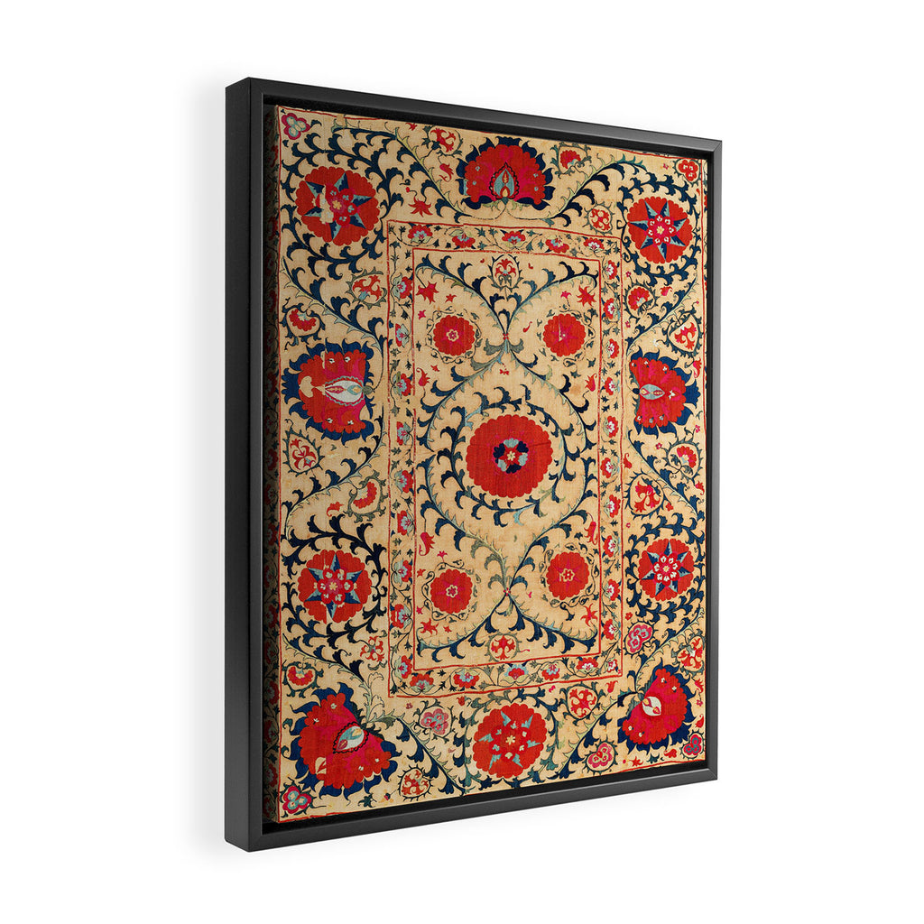 Samarkand Suzani Bokhara Uzbekistan Floral Embroidery Print Framed Canvas Print Gallery Image 2