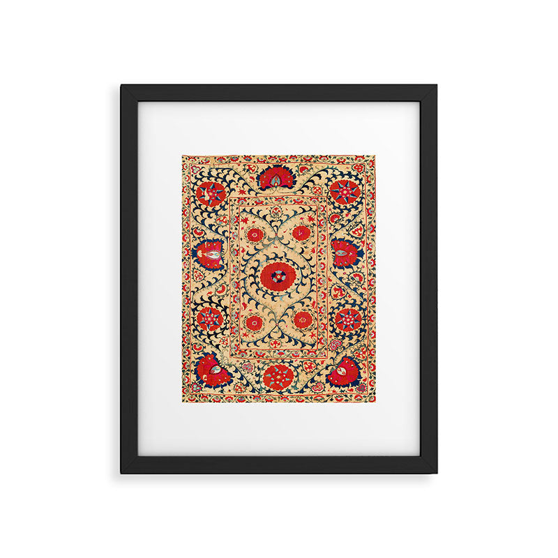 Samarkand Suzani Bokhara Uzbekistan Floral Embroidery Print Framed Art Print Gallery Image 5