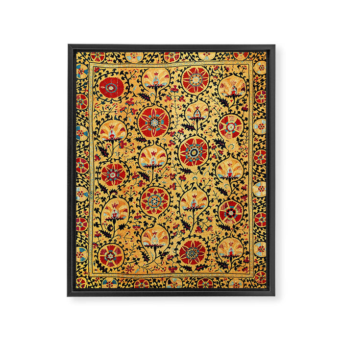 Shakhrisyabz Suzani  Antique Uzbekistan Embroidery Print Framed Canvas Print Gallery Image 1
