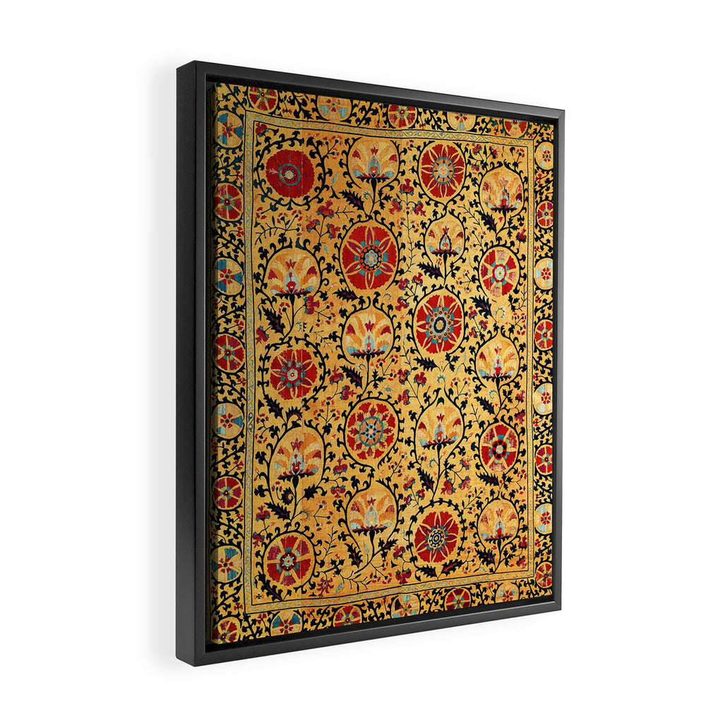 Shakhrisyabz Suzani  Antique Uzbekistan Embroidery Print Framed Canvas Print Gallery Image 2