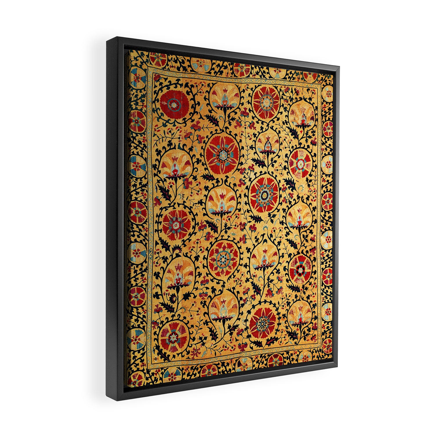 Shakhrisyabz Suzani  Antique Uzbekistan Embroidery Print Framed Canvas Print Gallery Image 2