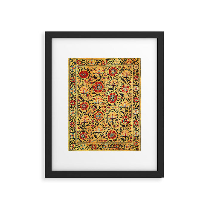 Shakhrisyabz Suzani  Antique Uzbekistan Embroidery Print Framed Art Print Gallery Image 1