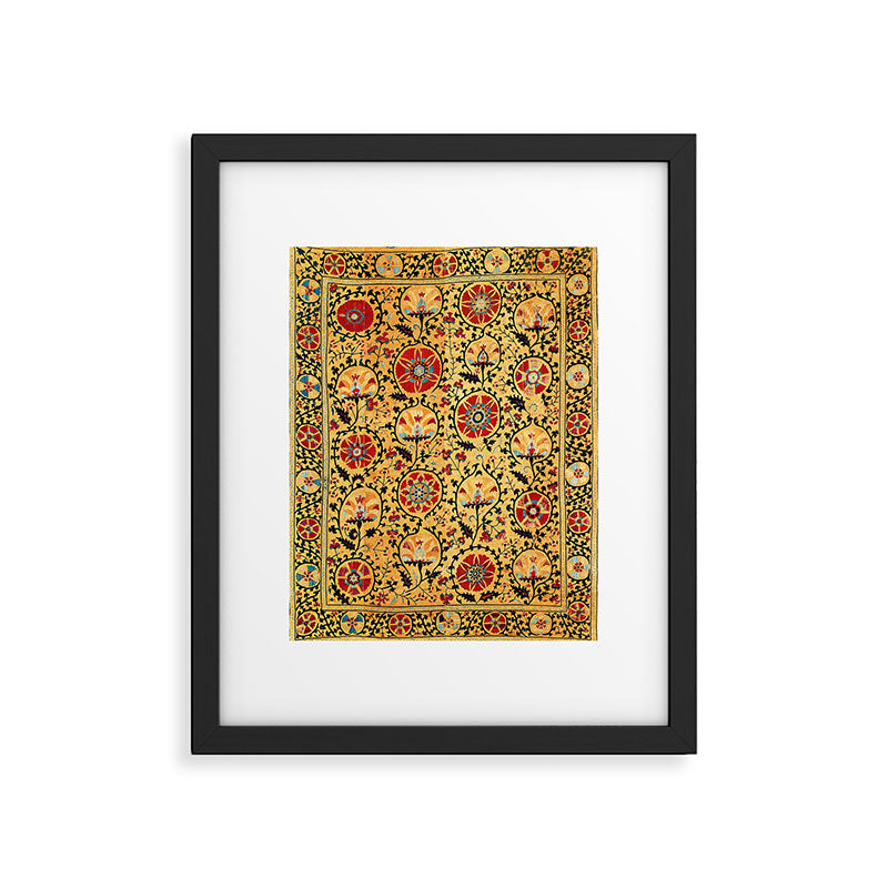 Shakhrisyabz Suzani  Antique Uzbekistan Embroidery Print Framed Art Print Gallery Image 5