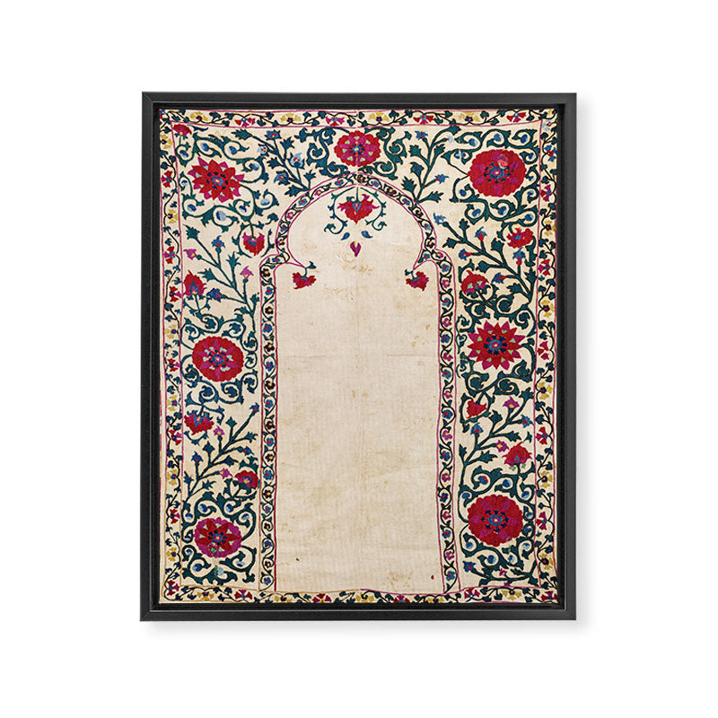 Shakhrisyabz Suzani Joynamoz Uzbekistan Floral Embroidery Print Framed Canvas Print Gallery Image 3