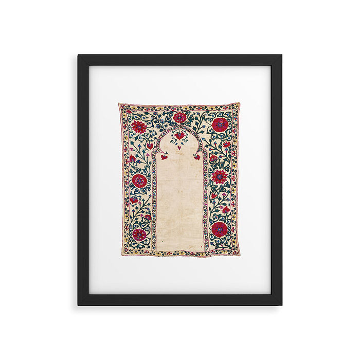 Shakhrisyabz Suzani Joynamoz Uzbekistan Floral Embroidery Print Framed Art Print Gallery Image 1