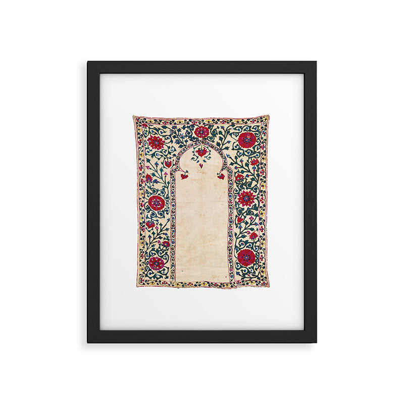 Shakhrisyabz Suzani Joynamoz Uzbekistan Floral Embroidery Print Framed Art Print Gallery Image 6