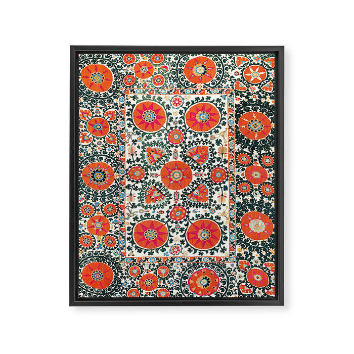 Shakhrisyabz Suzani Uzbek Embroidery Print Framed Canvas Print Gallery Image 1