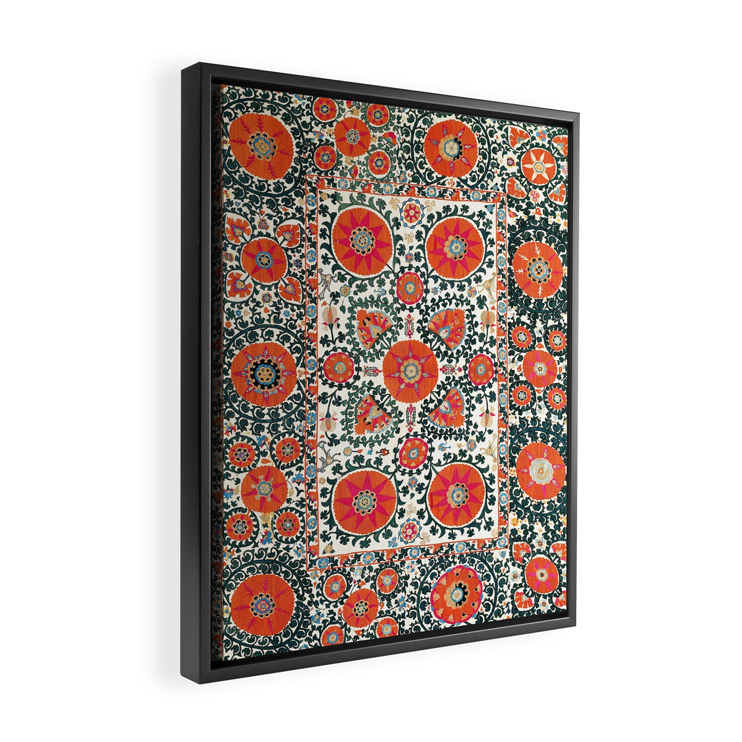 Shakhrisyabz Suzani Uzbek Embroidery Print Framed Canvas Print Gallery Image 2