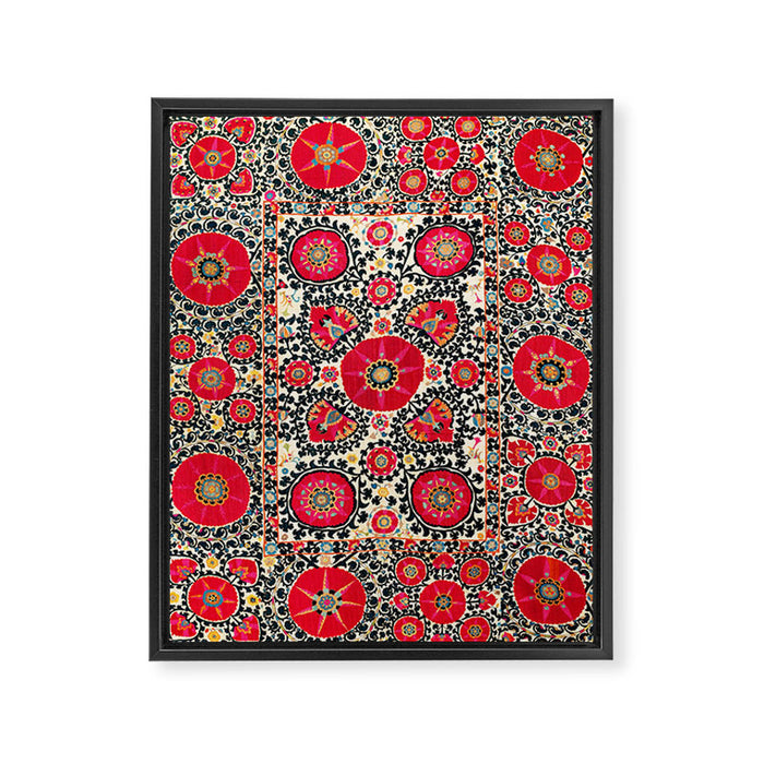 Shakhrisyabz Suzani Uzbek Embroidery Print Framed Canvas Print Gallery Image 1