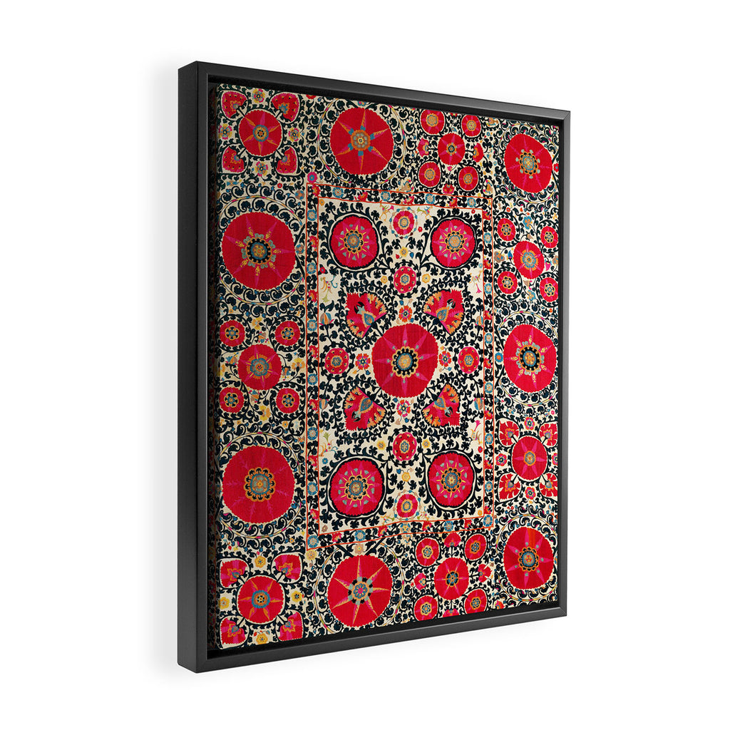 Shakhrisyabz Suzani Uzbek Embroidery Print Framed Canvas Print Gallery Image 2