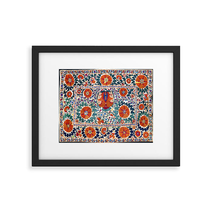 Shakhrisyabz Suzani Uzbekistan Antique Embroidery Print Framed Art Print Gallery Image 1
