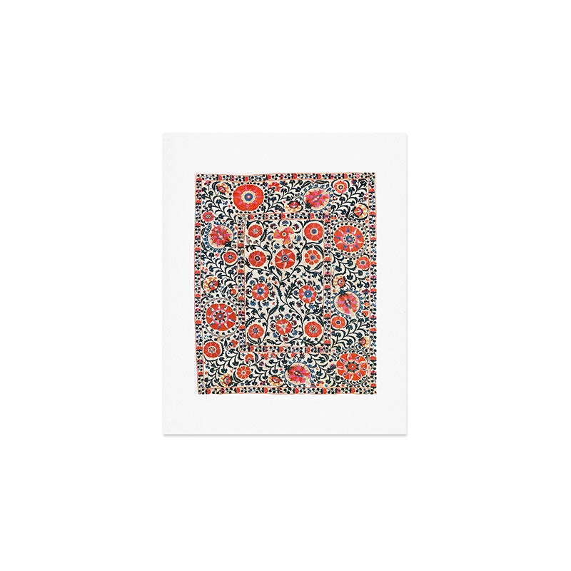 Shakhrisyabz Suzani  Uzbekistan Antique Floral Embroidery Print Art Print Gallery Image 1
