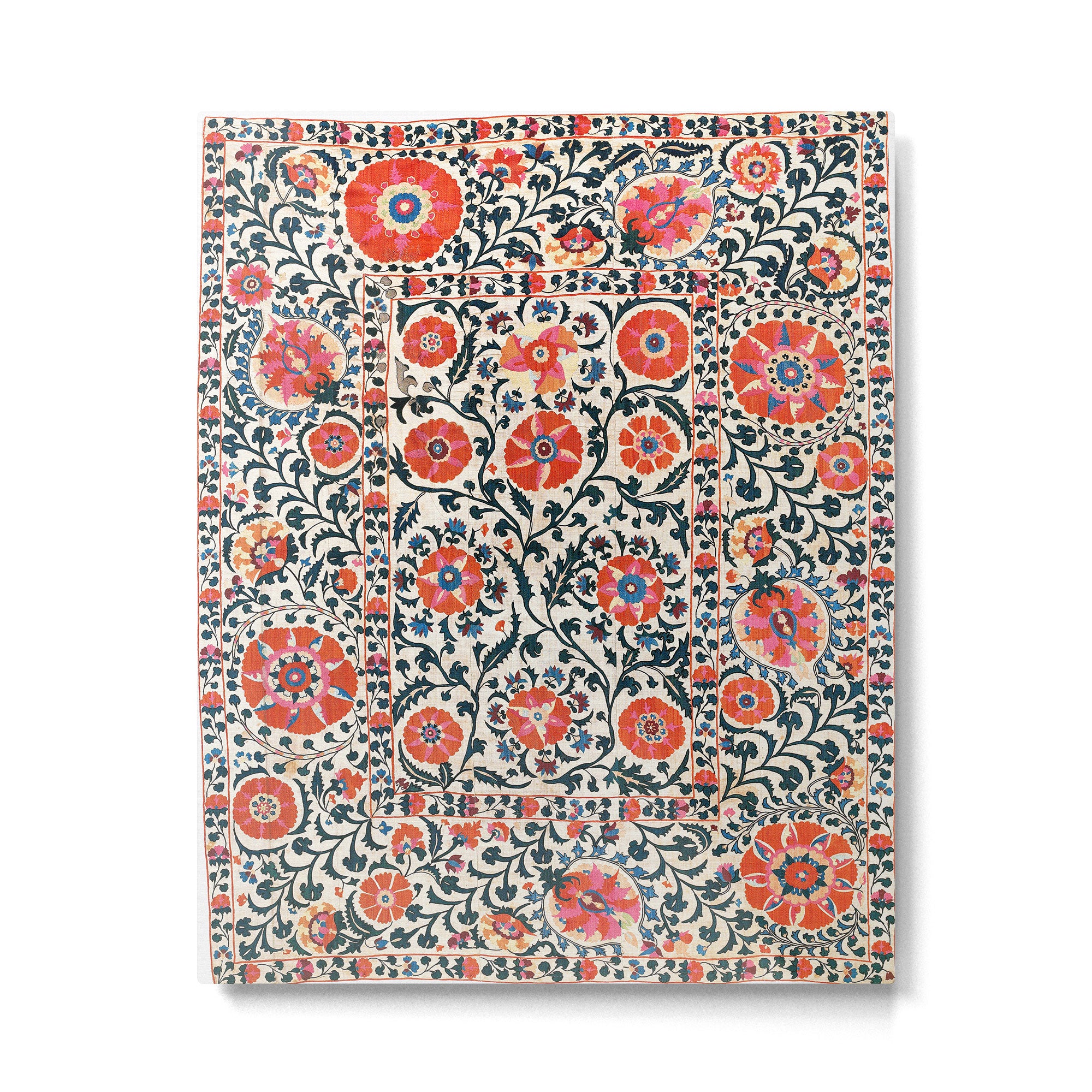 Shakhrisyabz Suzani  Uzbekistan Antique Floral Embroidery Print Metal Print Gallery Image 4