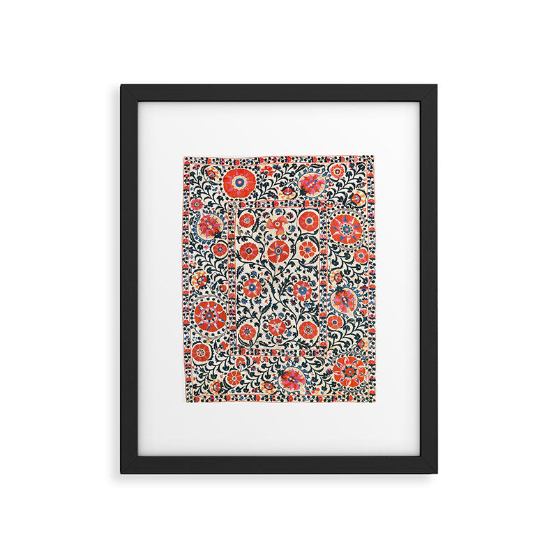Shakhrisyabz Suzani  Uzbekistan Antique Floral Embroidery Print Framed Art Print Gallery Image 5