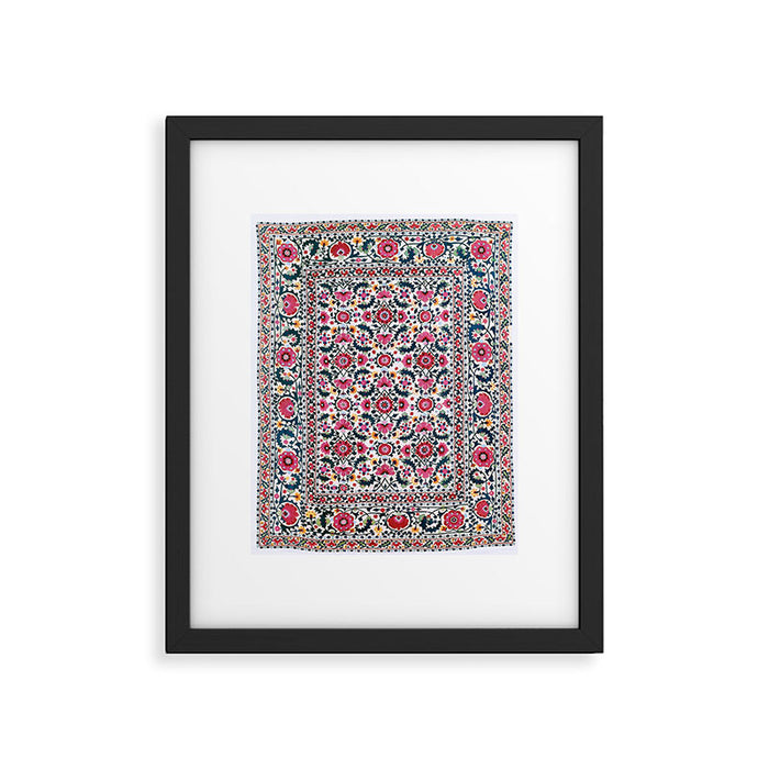 Shakhrisyabz Suzani Uzbekistan Embroidery Print Framed Art Print Gallery Image 1