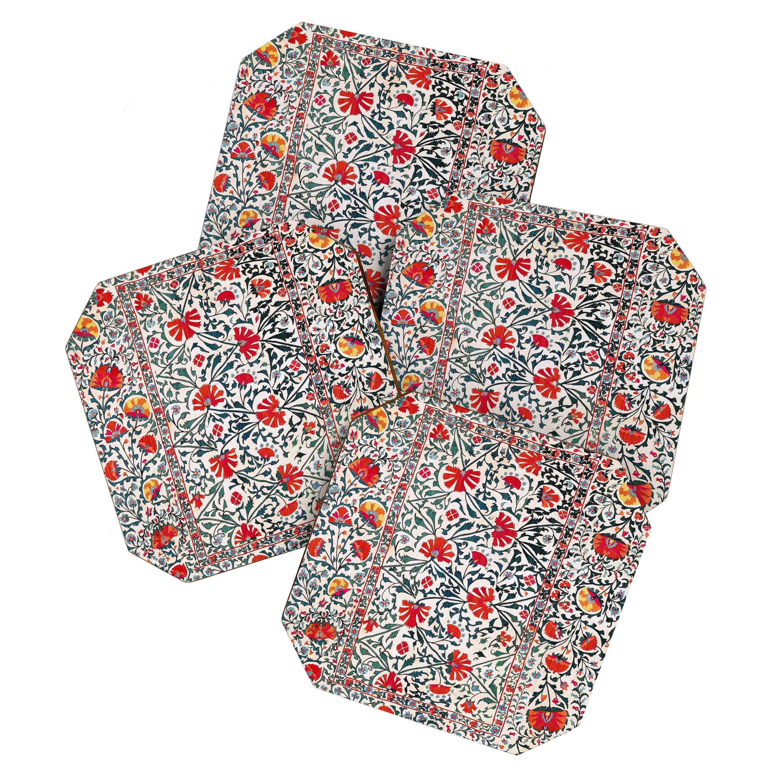 Shakhrisyabz Suzani Uzbekistan Floral Embroidery Print Coaster Gallery Image 1