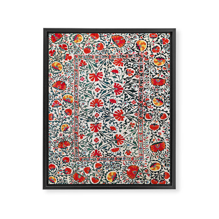 Shakhrisyabz Suzani Uzbekistan Floral Embroidery Print Framed Canvas Print Gallery Image 1