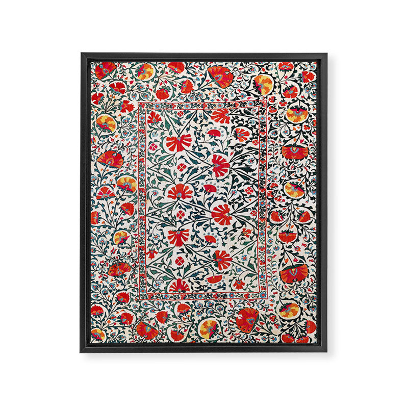 Shakhrisyabz Suzani Uzbekistan Floral Embroidery Print Framed Canvas Print Gallery Image 3