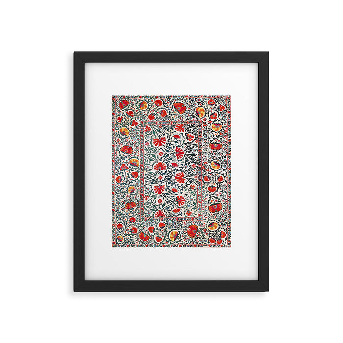 Shakhrisyabz Suzani Uzbekistan Floral Embroidery Print Framed Art Print Gallery Image 1